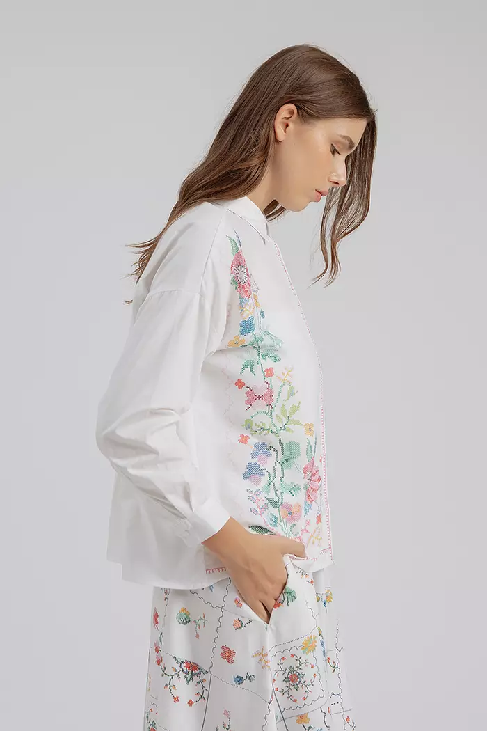 COTTONINK - Atasan Kemeja Wanita Off-white Jardin Marian #BestSeller