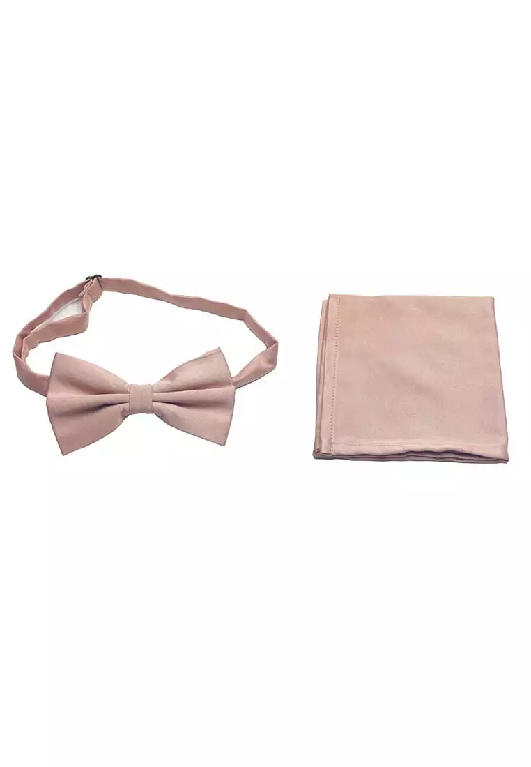 Houseofcuff Dasi Kupu Bowtie Pocket Square Saputangan Rose Gold A12