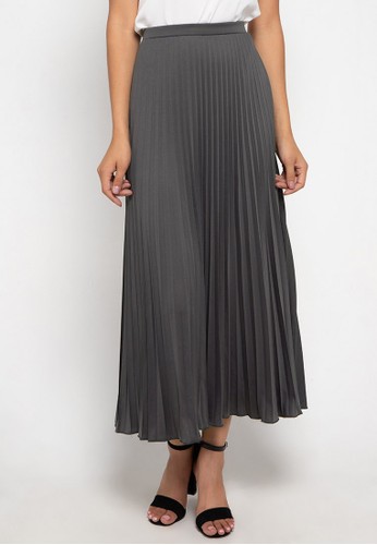 Chic Simple grey Pleated Maxi Skirt EC2CEAAA3F2326GS_1