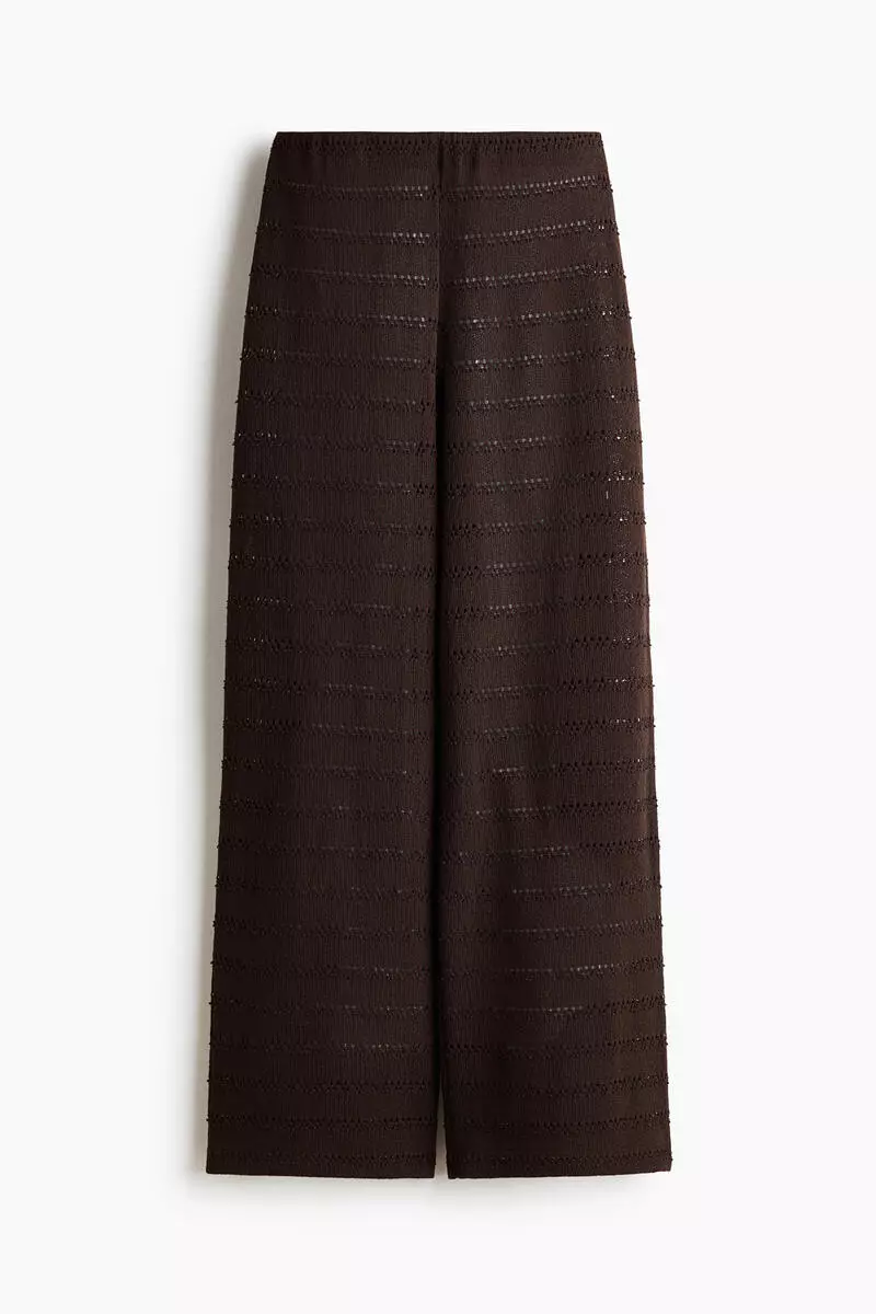 Wide textured-knit trousers