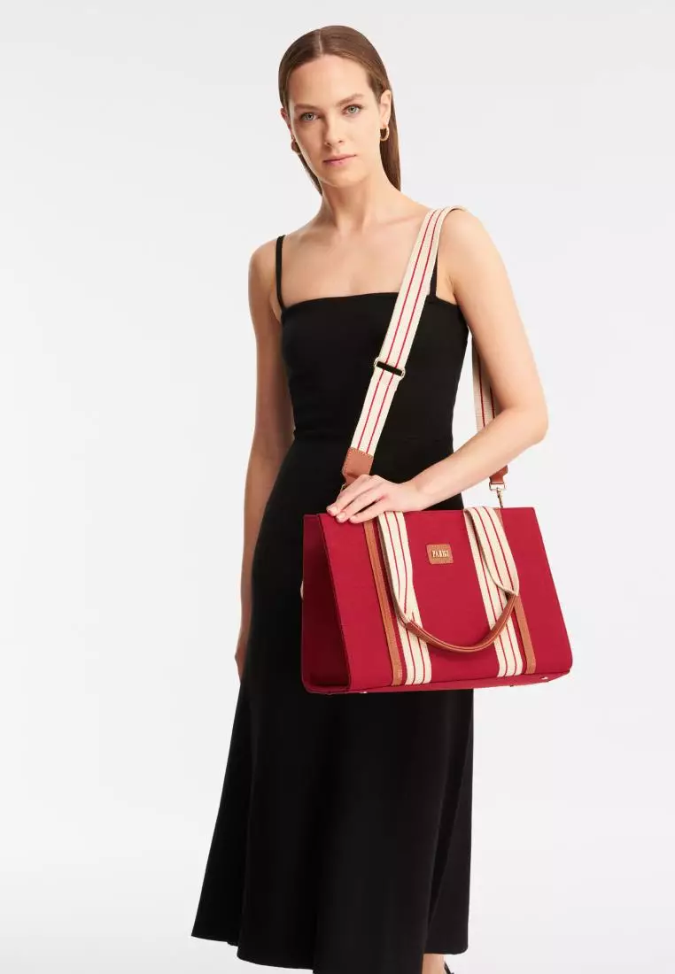 Buy PARIGI Parigi Canvas Tote Bag - Burgundy Online | ZALORA Malaysia