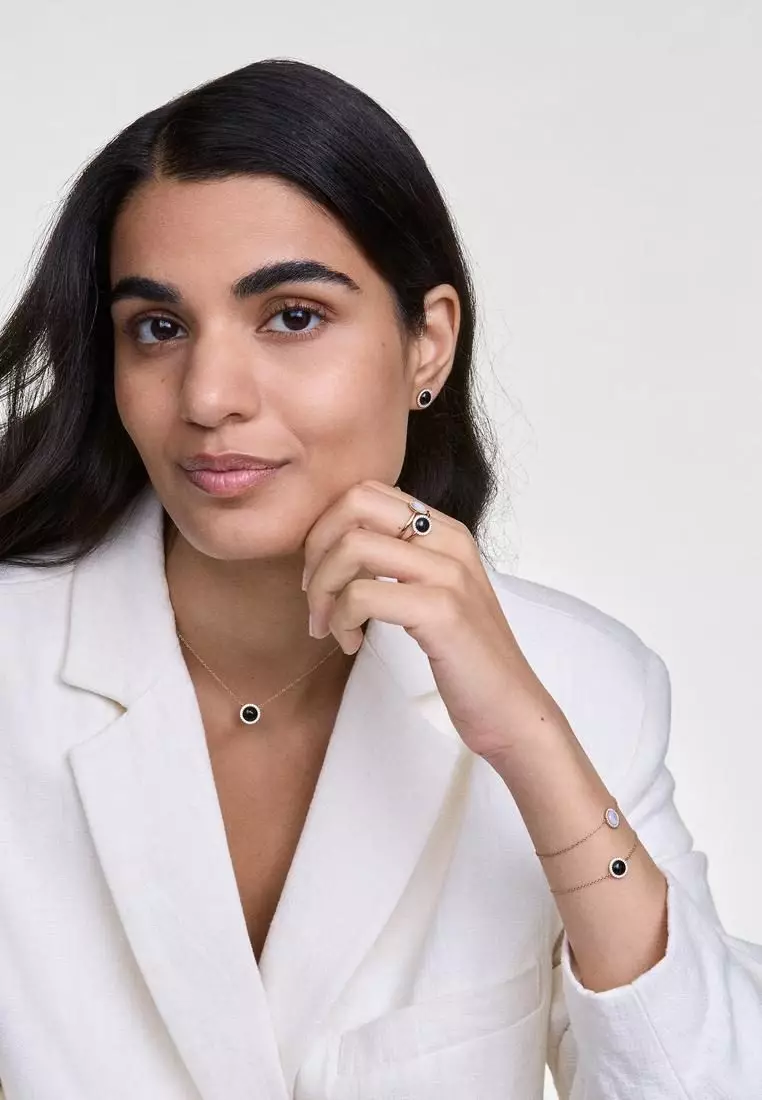 Audrey Necklace Black Agathe Gold - Unisex Necklace for women and men stainless steel Necklace DW Official Authentic Original