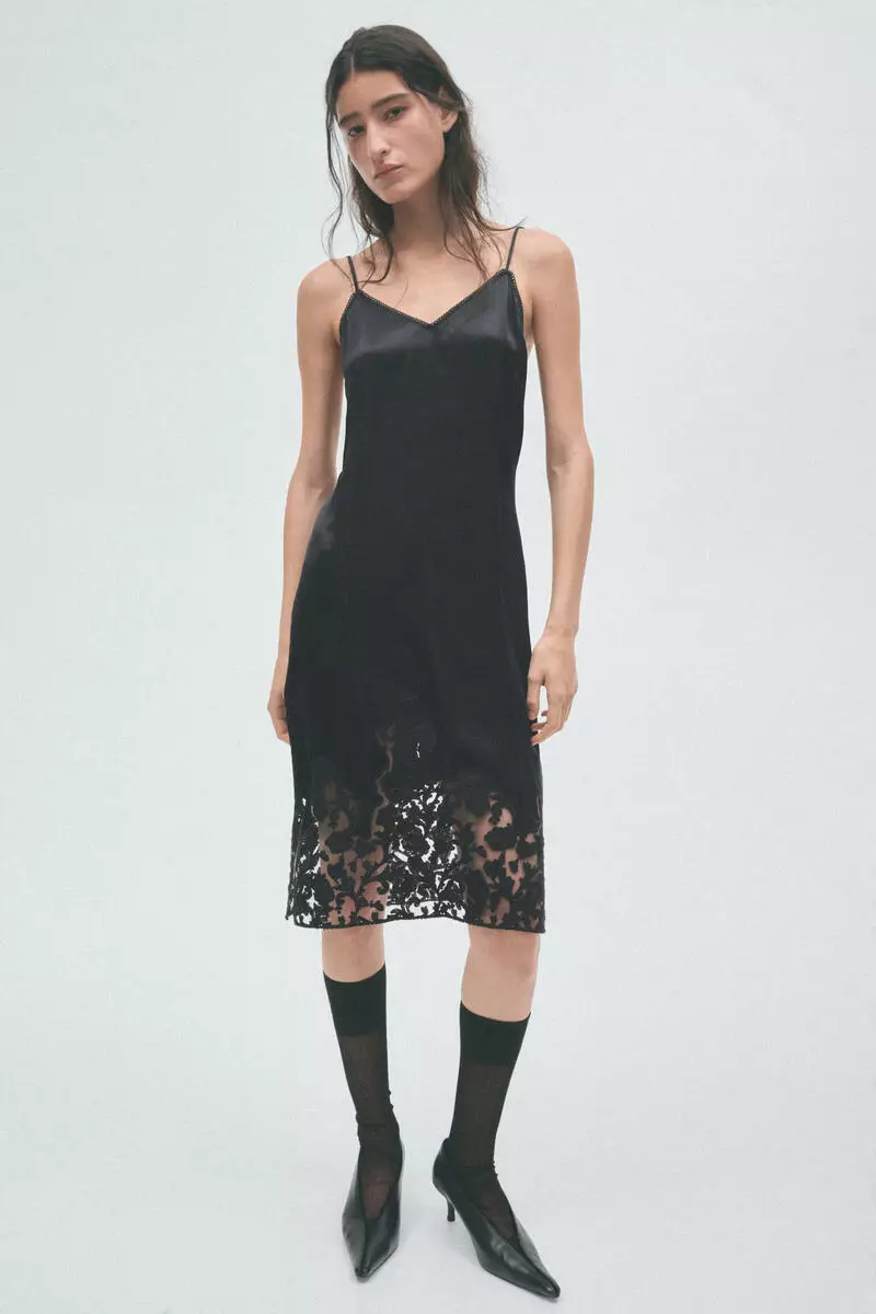 Buy H&M Embroidered satin dress 2026 Online