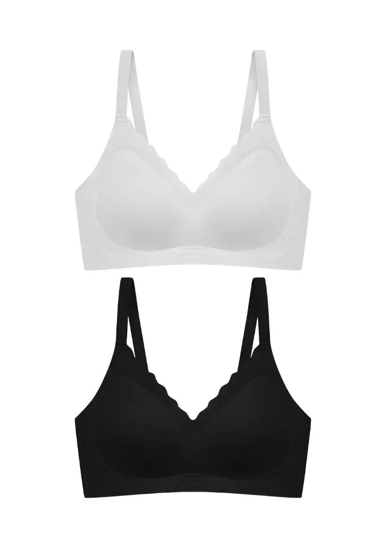2 Pack Premium Melanie Seamless Wireless Padded Support Bra in White a –  Kiss & Tell Malaysia