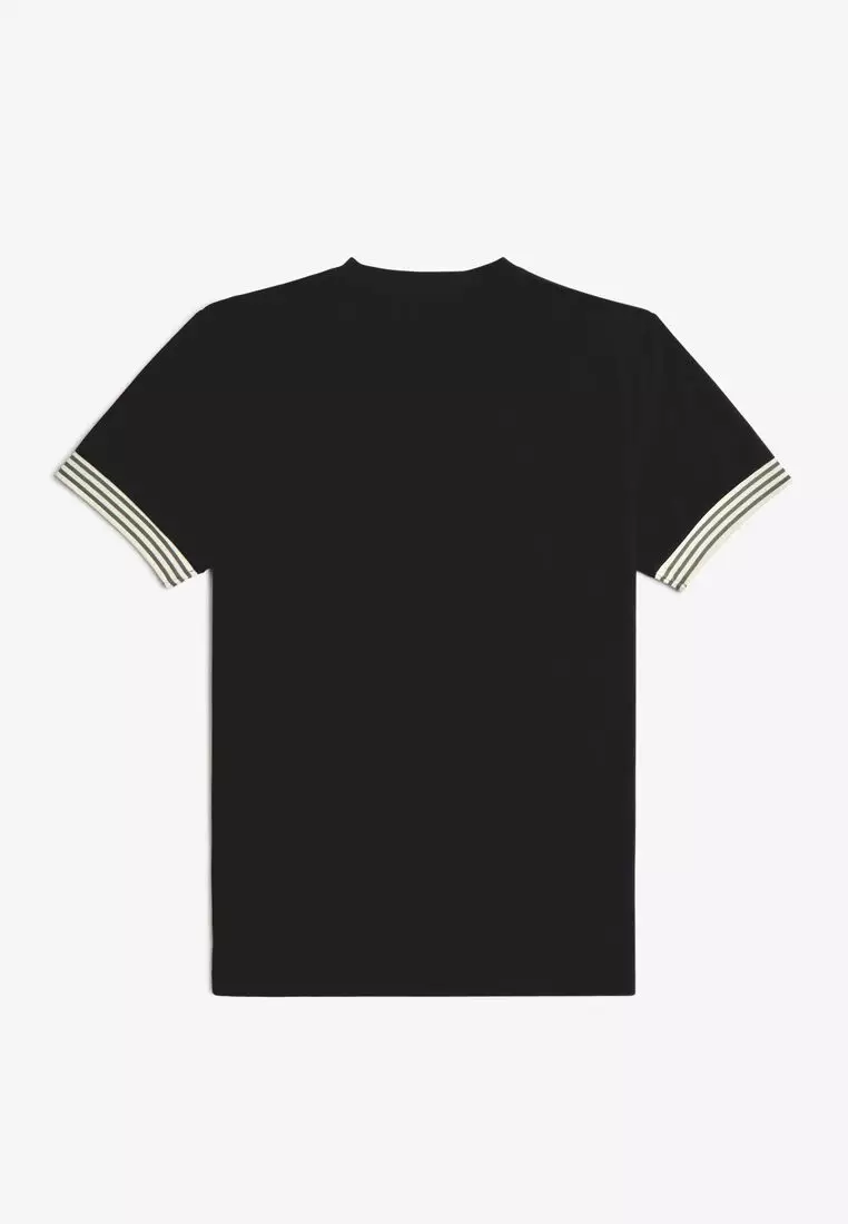 Buy Fred Perry Fred Perry M7707 Striped Cuff T-Shirt (Black