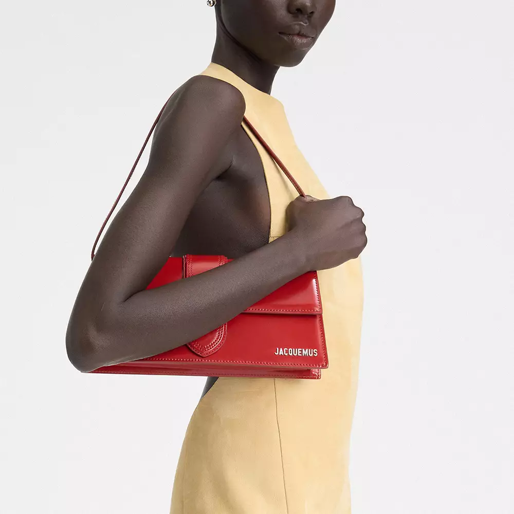 Le Bambino Long Patent Leather Shoulder Bag Red Shw