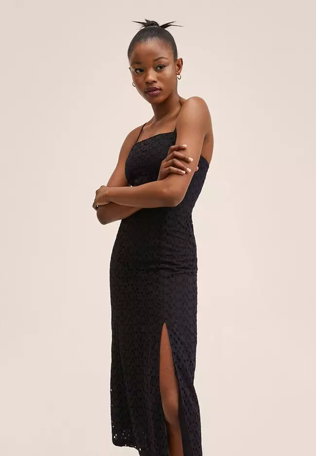 Mango black midi outlet dress