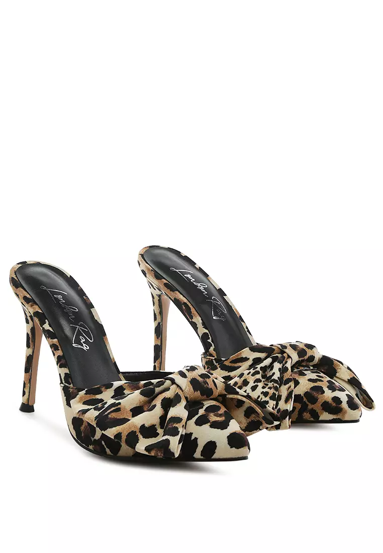 Leopard mules with on sale bow