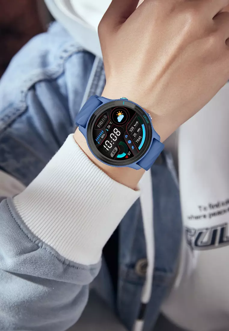 SmartWatch Z123 Bluetooth Call Jam Pintar 24H Temperature Monitoring Sport Fitness Touch Screen AI Voice Assistant blue dengan gelang gratis