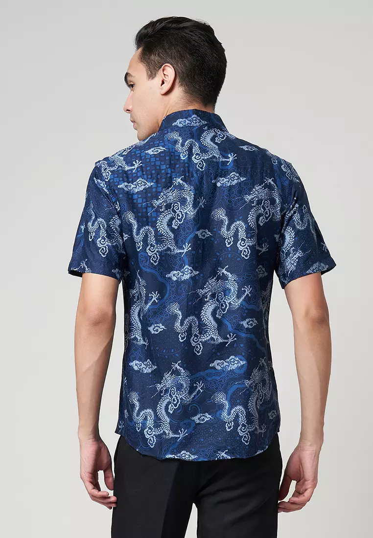 Slimfit Prahita Kemeja Batik Pria Lengan Pendek