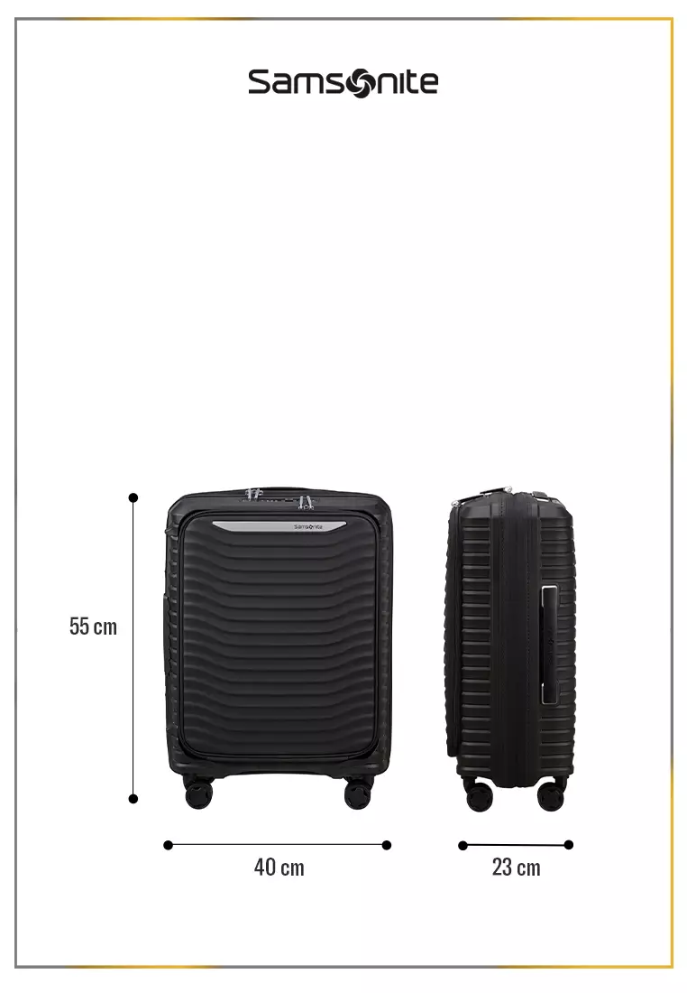Samsonite Koper Upscape Cabin Easy Access Black + Foldable Luggage Cover Cabin