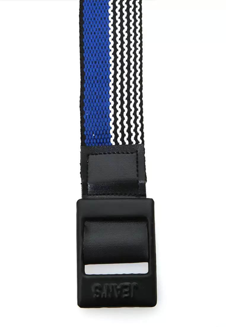 Bailey Ikat Pinggang Anak Pria Line Motive Casual Belt Material Cotton ORIGINAL - Blue