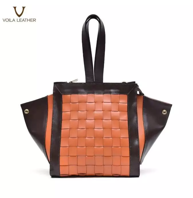 Genuine Leather Tote & Sling Woven Bag Voila Cantika