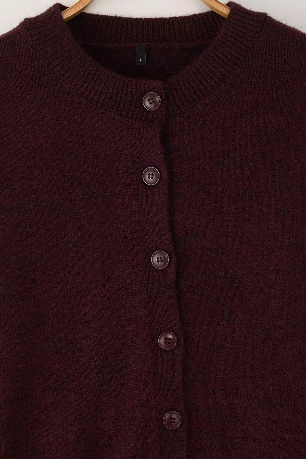 Burgundy Alpaca Wool Blended Wide Fit Knitwear Cardigan