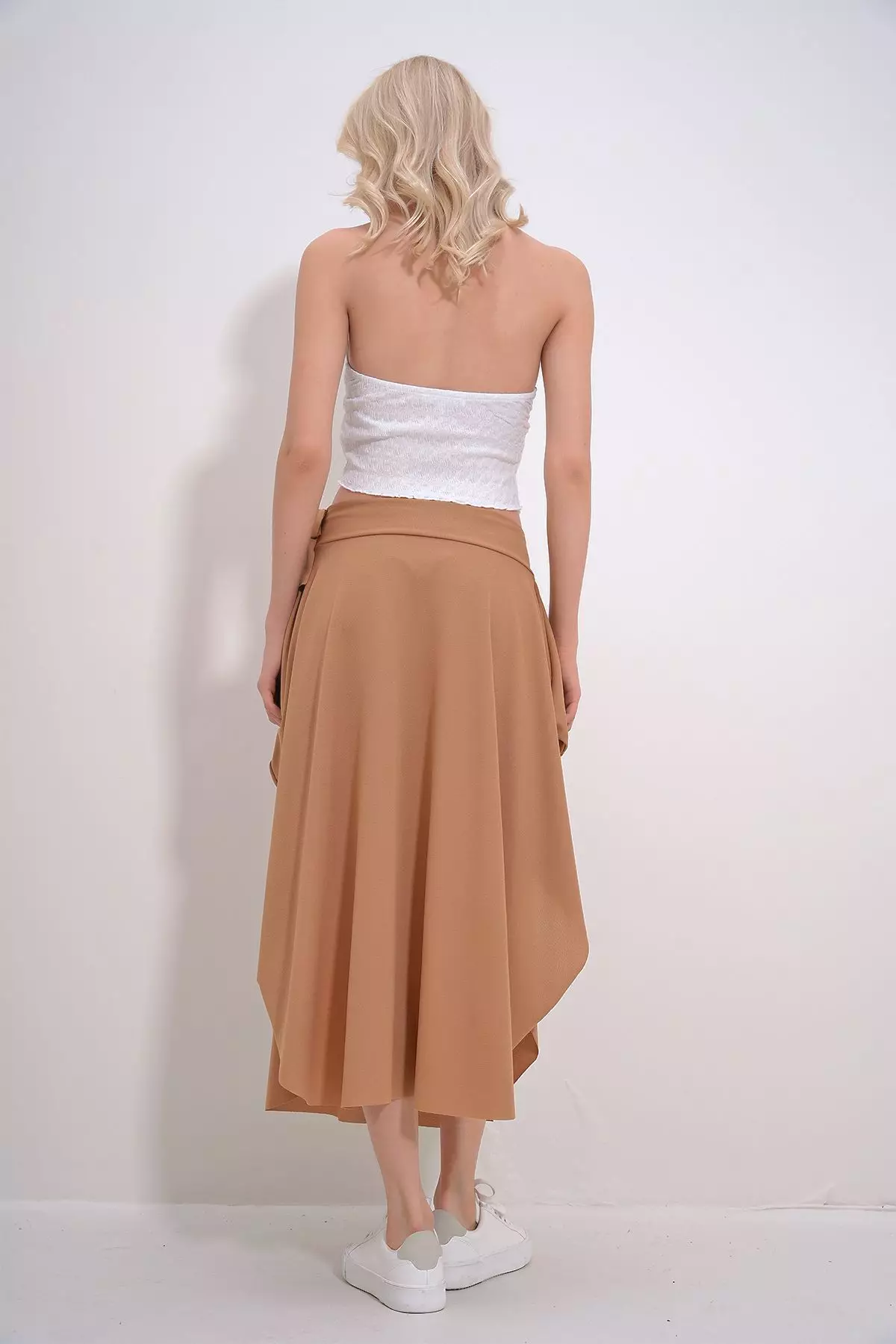 Women's Biscuit Asymmetrical Cut Waist Tie Skirt