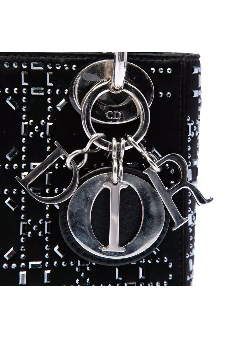 Pre-Loved Dior Mini Satin Cannage Crystal Embellished Lady Dior