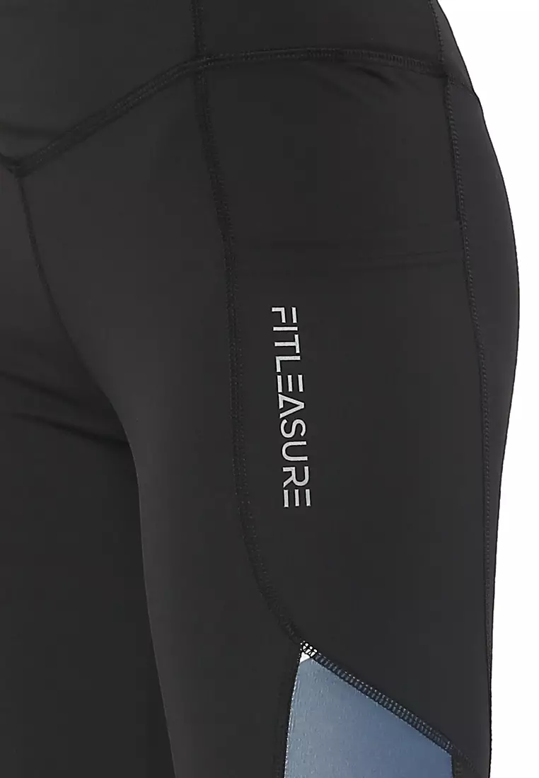 Legging Yoga Hitam Panjang Pergelangan Kaki Cetak Simetris