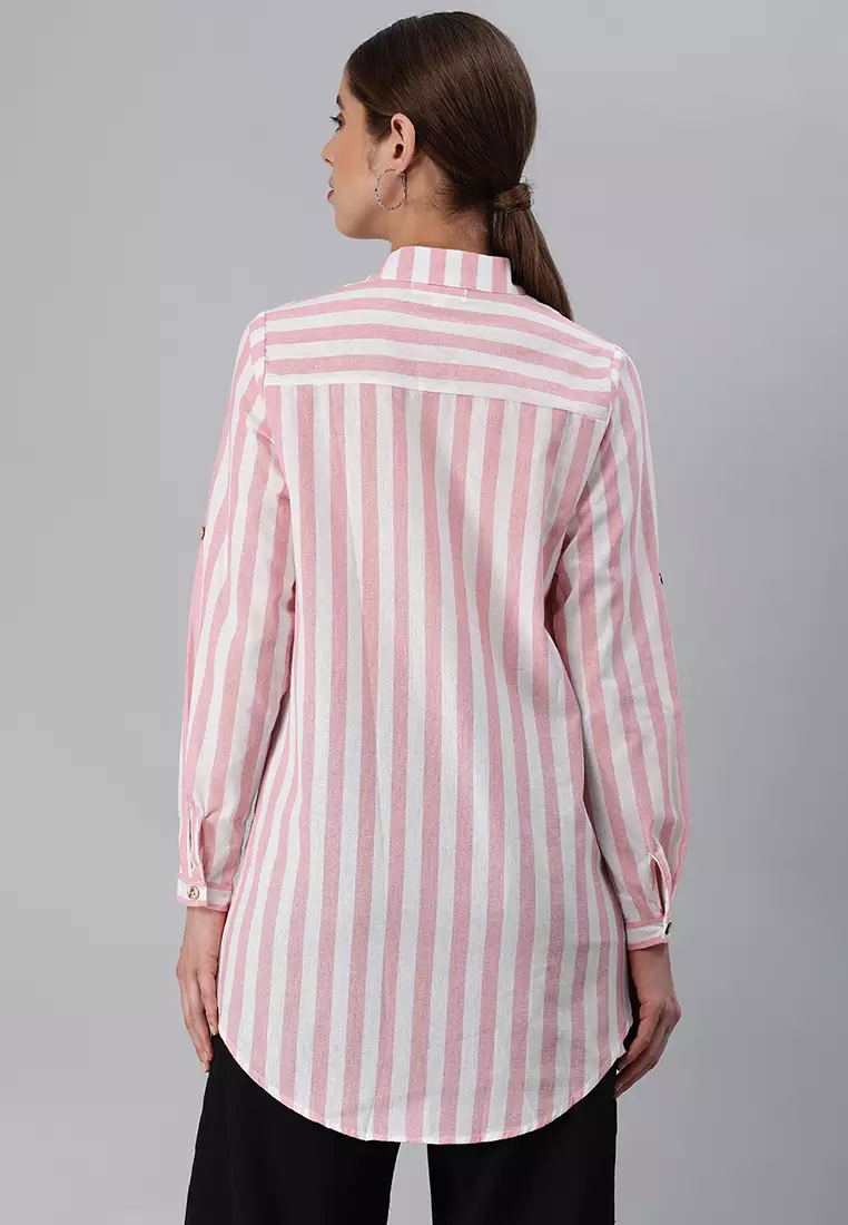 Pink Striped Long Sleeve Shirt