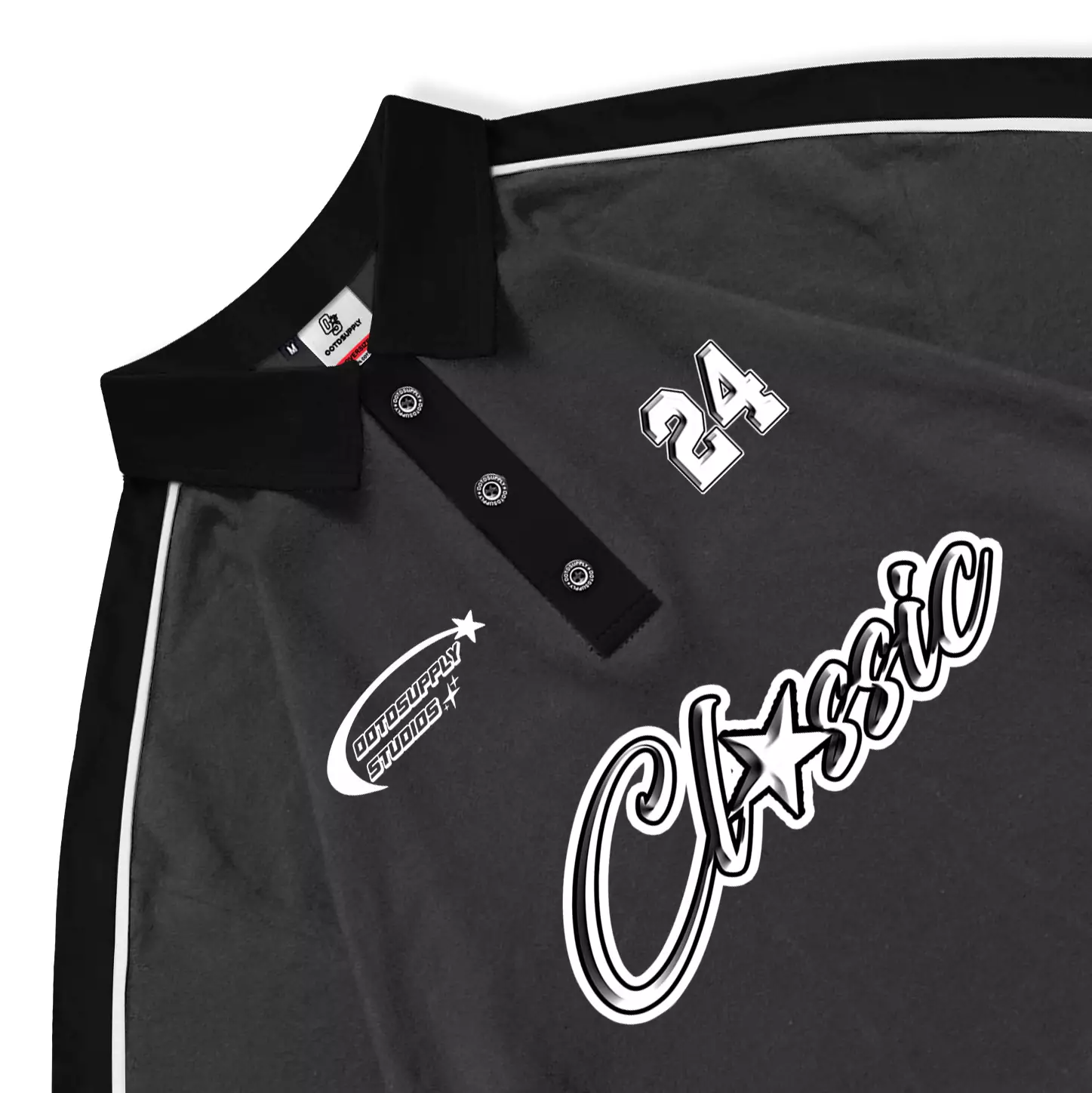 OOTDSUPPLY Oversize Polo Rugby Shirt V.4 Classic Grey Black | Kaos Polo Pria dan Wanita PSRGB-V4003