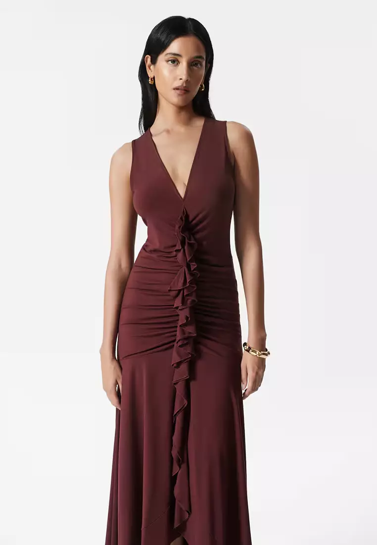 V-Neck Ruffle Maxi Dress