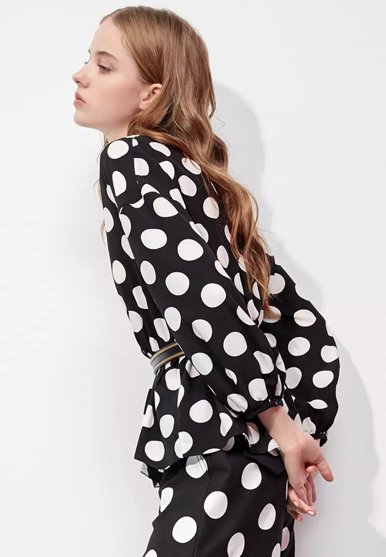 Polka Dot Wrap Blouse