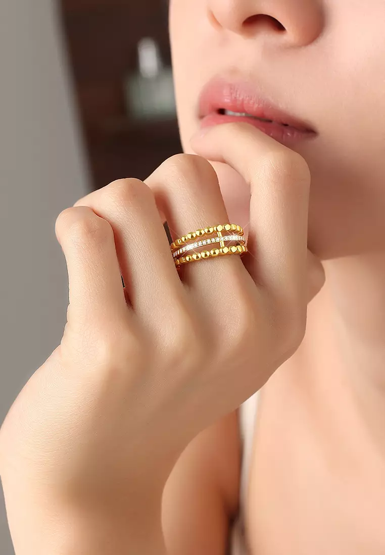Cincin Wanita Titanium Korea Elegan Perhiasan Cewek Berlian Rings Original