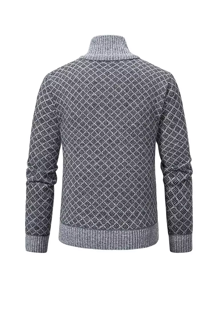 VANSA Fashionable Plaid Knitted Jacket VCM-Kw-228-6967