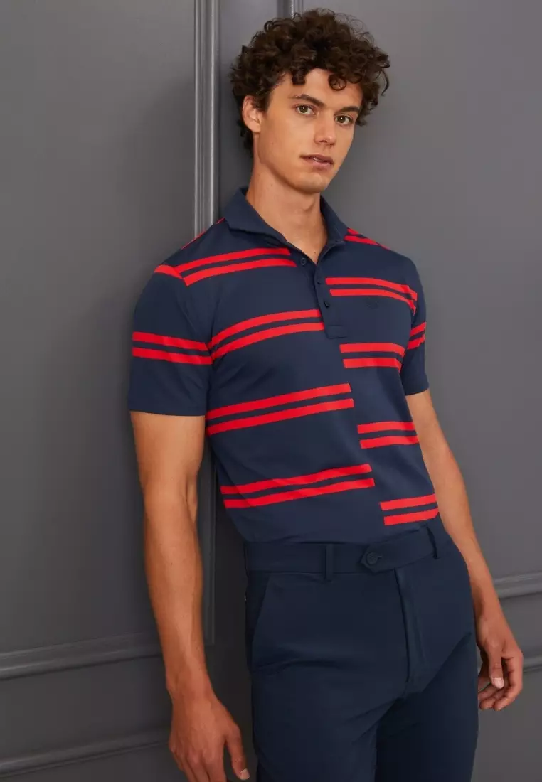 G/FORE Men's Offset Stripe Tech Pique Polo