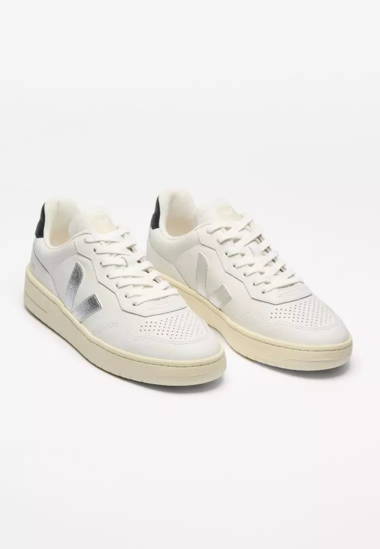 V-90 Leather White Silver Black Sneakers
