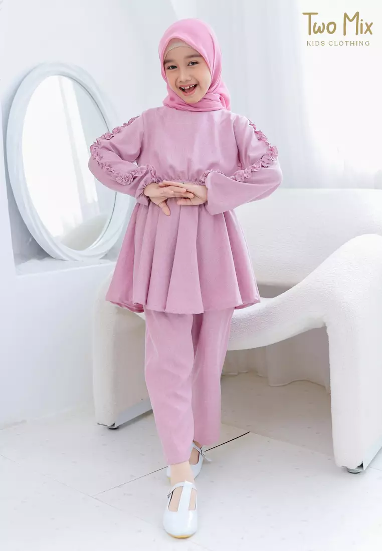 Two Mix - Setelan Gamis Couple Anak Perempuan - Stelan Baju Gamis Couple Ibu Anak Cewek 4358