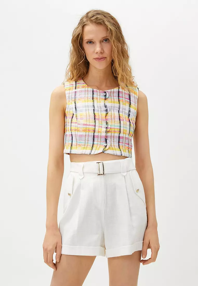 Discount on KOTON  shoes - SKU: Crop Tweed Vest With Heart Button