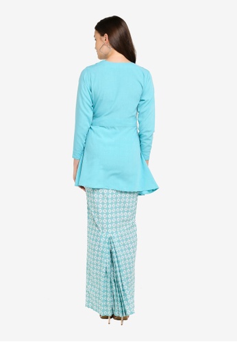 Buy Willow Kurung from FLEURÉ in green and Blue at Zalora