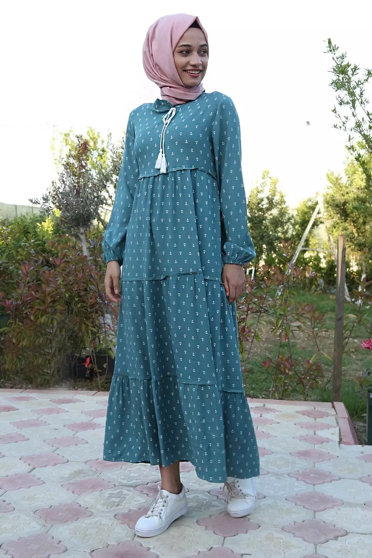Modest Collar Maxi Dress