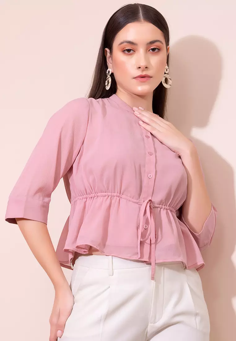 Light pink peplum top discount