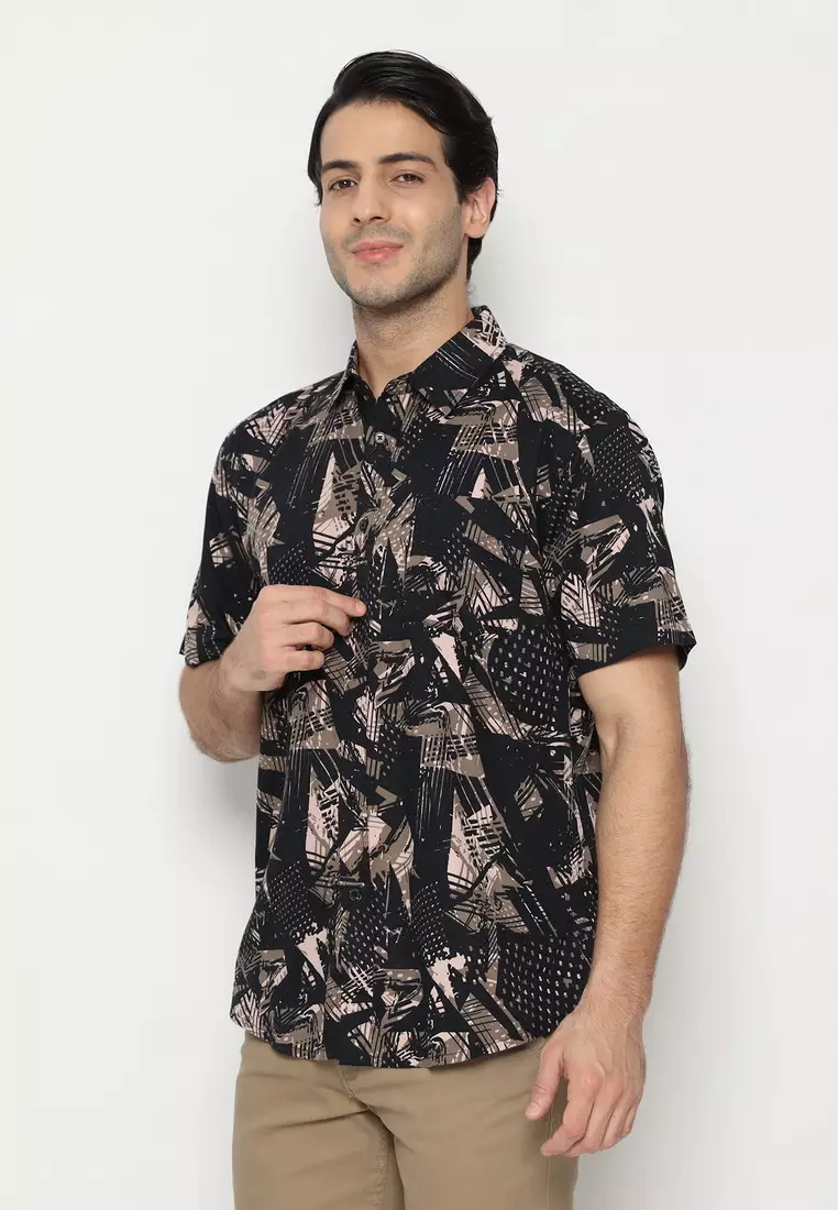 POLICE Kemeja Printing Cotton Tencel Regular Fit Pria