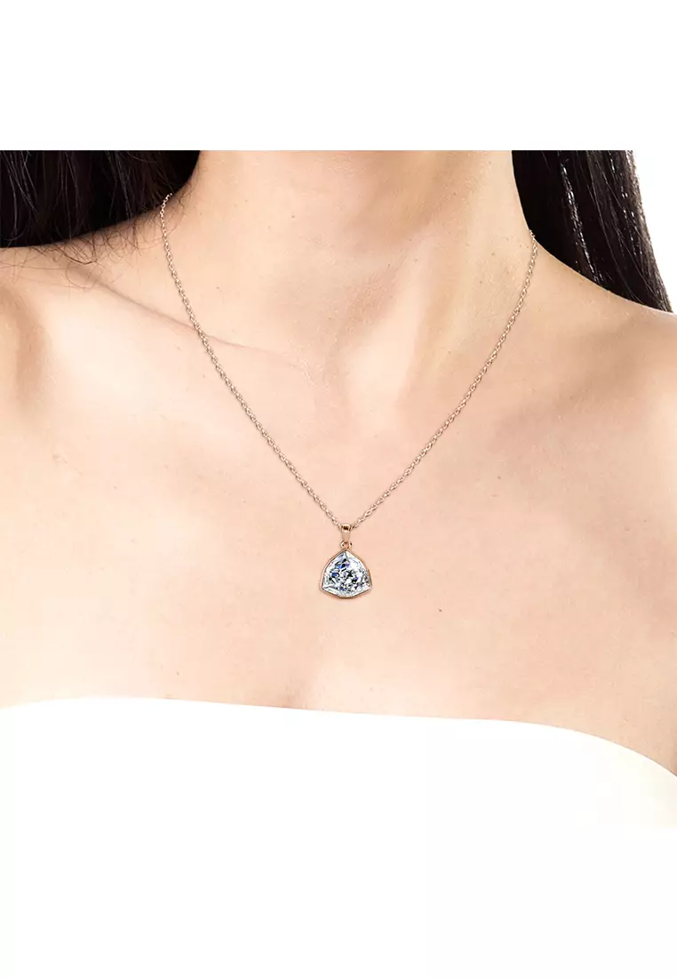 Crystal Pyramid Pendant White RG - Kalung Crystal Swarovski by Her Jewellery