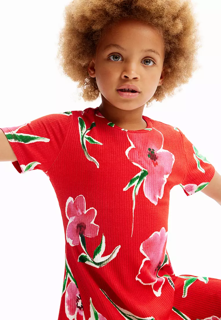 Desigual Girl Short ribbed floral dress.