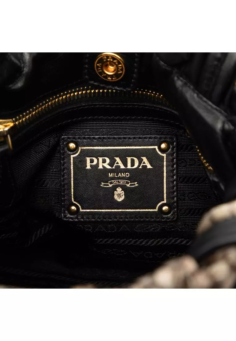 Pre-Loved Prada Tessuto Python Print Bow Satchel