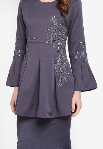 Buy Box Pleat Peplum Kurung from peace collections in Grey only 168.9