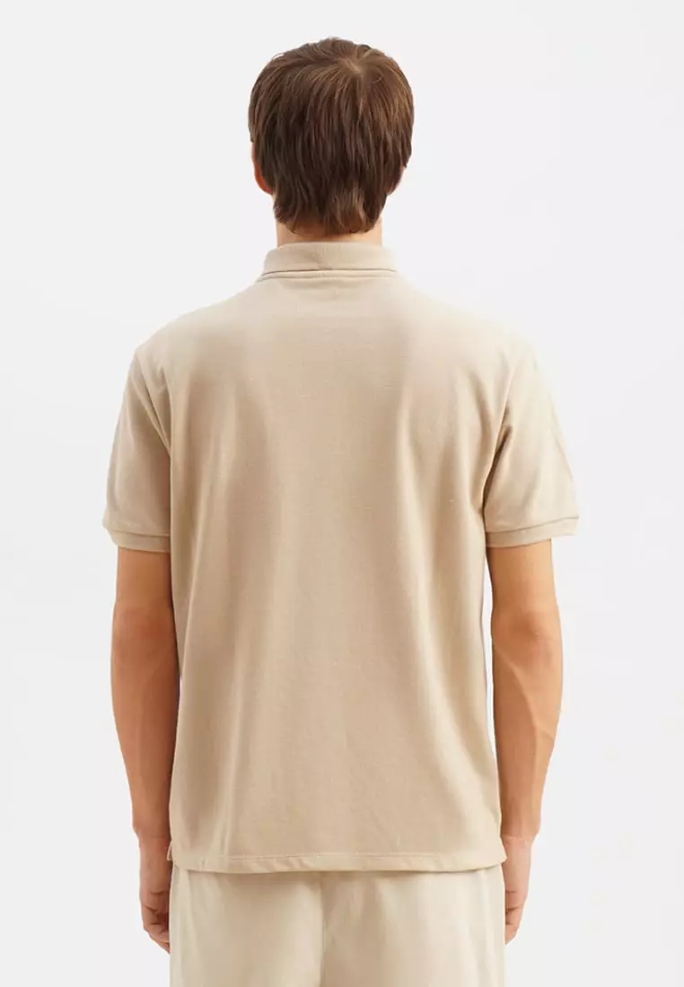 Relaxed Fit Polo With Crew Bear Patch Embroidery