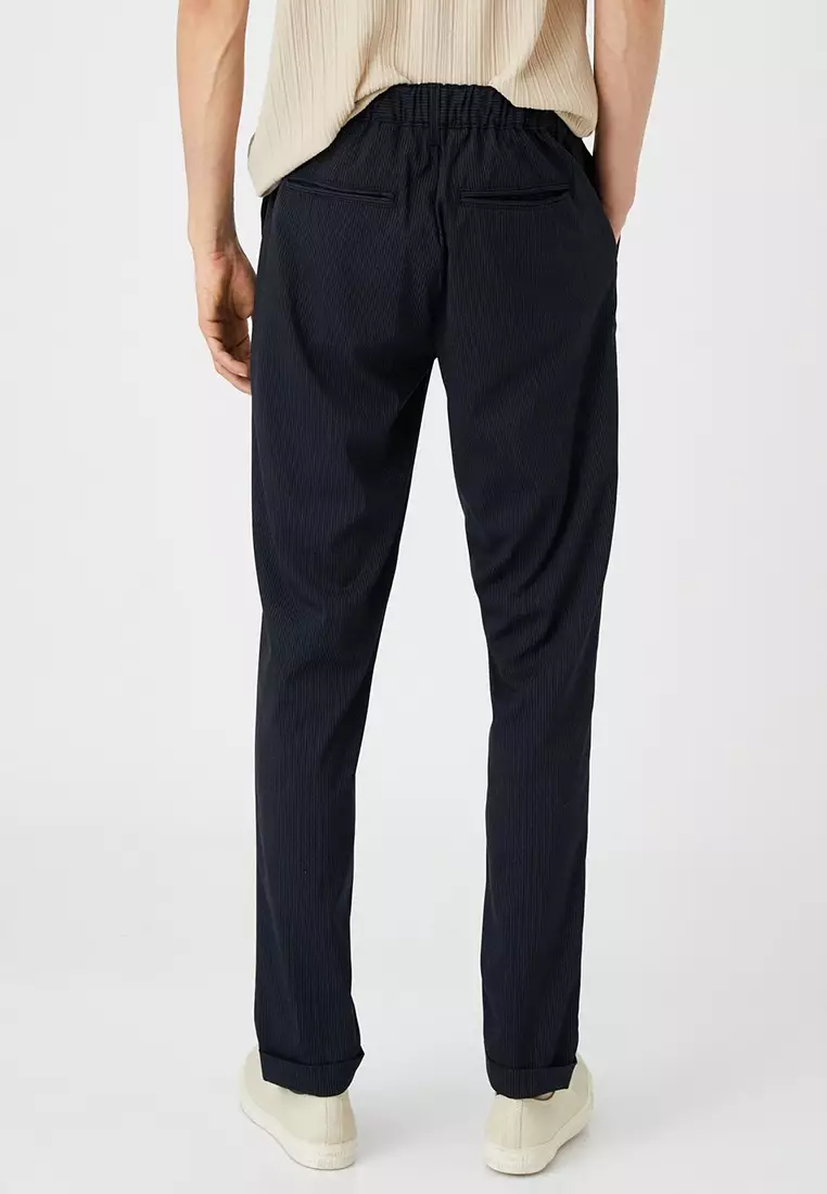 Lace Waist Striped Pants