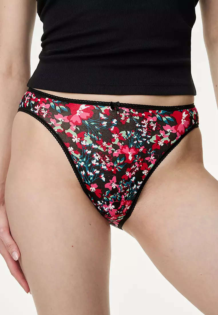 5pk Cotton Lycra™ High Leg Knickers