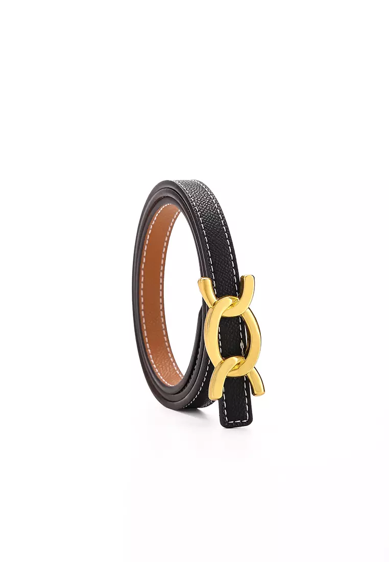 GYKACO ALDEN Black Tan - Ikat Pinggang Wanita - Fashion Belt / Sabuk