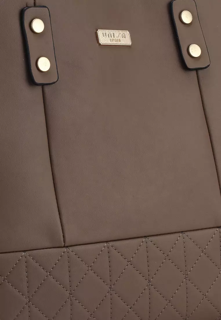 Faux Leather Quilted Tote Bag