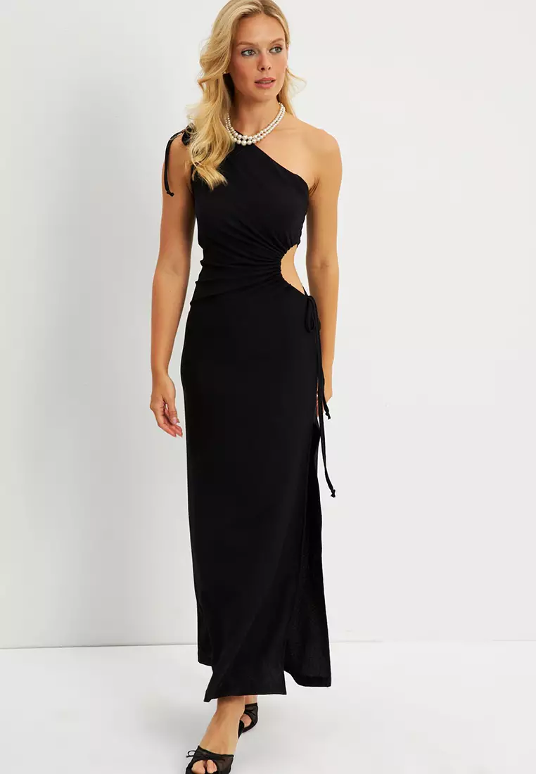 One Shoulder Slit Maxi Dress