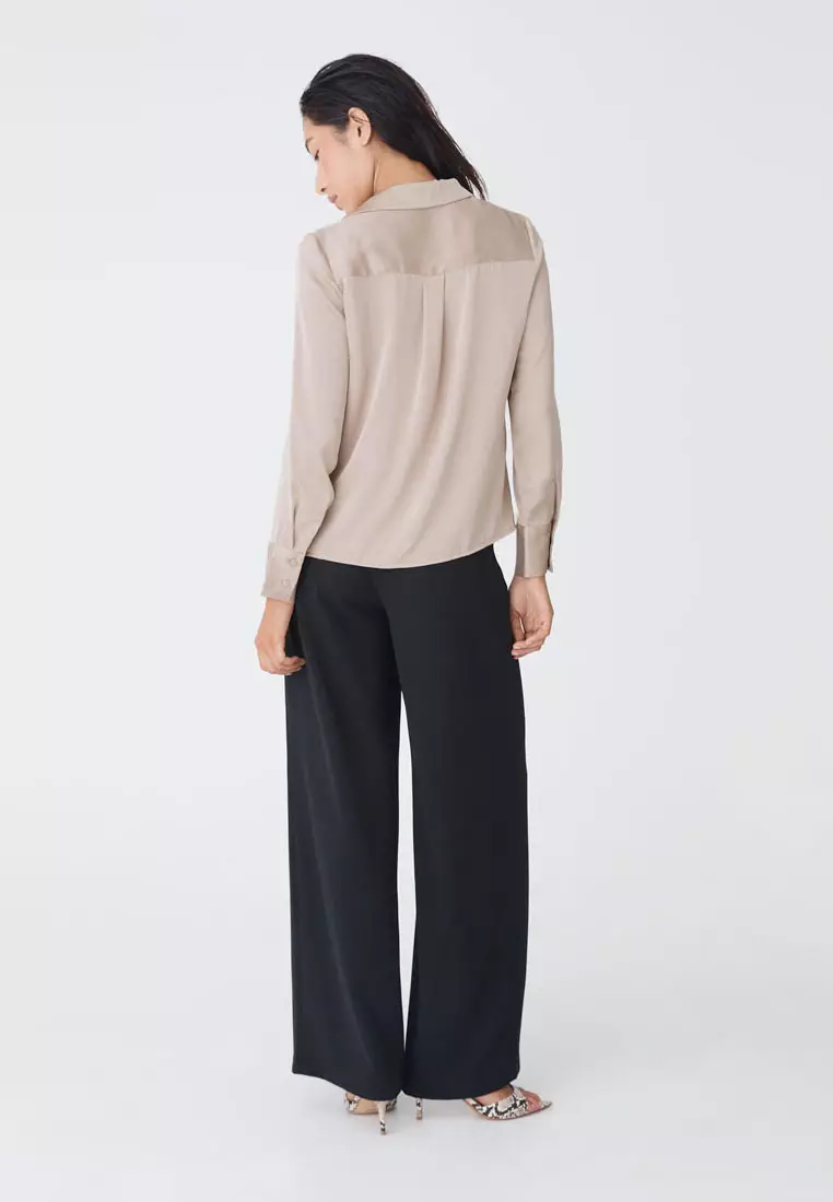Lila V-neck Satin Blouse