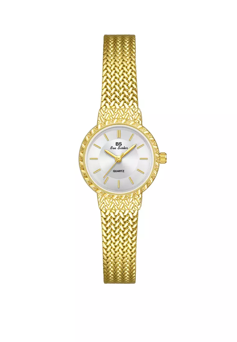 Golden quartz watch outlet