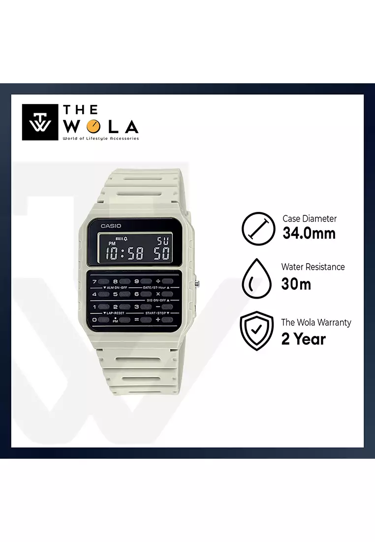 Men's Data bank CA-53WF-8B White Resin Band Calculator Watch