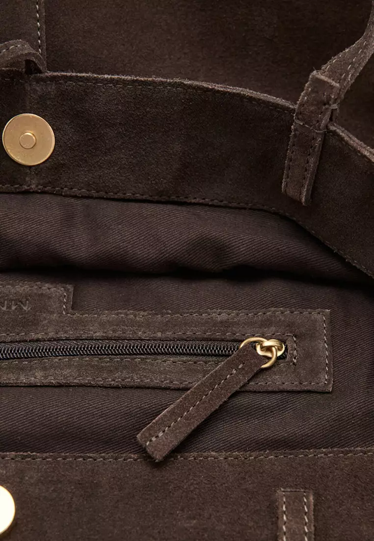 Suede Shopper Bag With Bow Closure