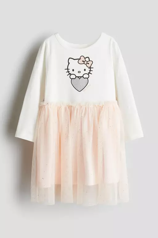 Printed tulle-skirt dress